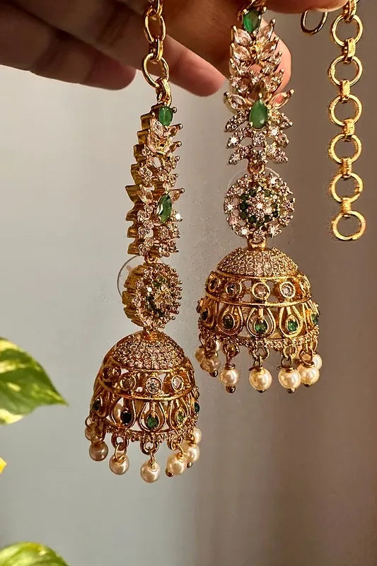 Green Premium Quality  jhumkha with earchain