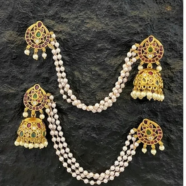 Stone Pearl Mattal Jhumka