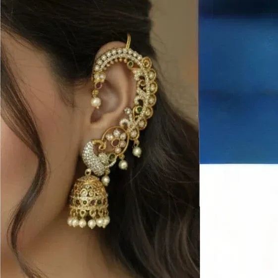 AD stone peacock Earcuff Earings