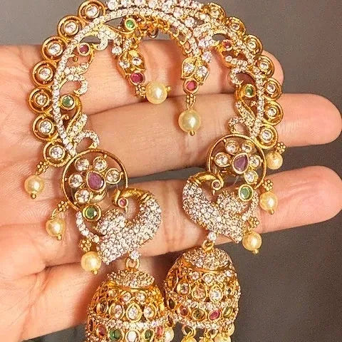 AD stone peacock Earcuff Earings