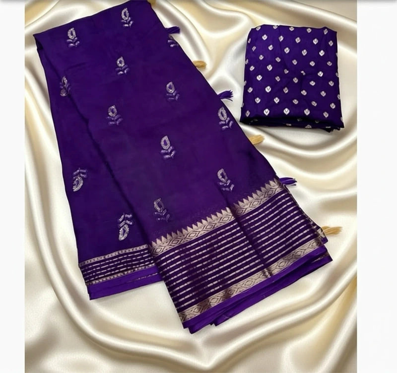 Premium crepe silk saree with blouse material