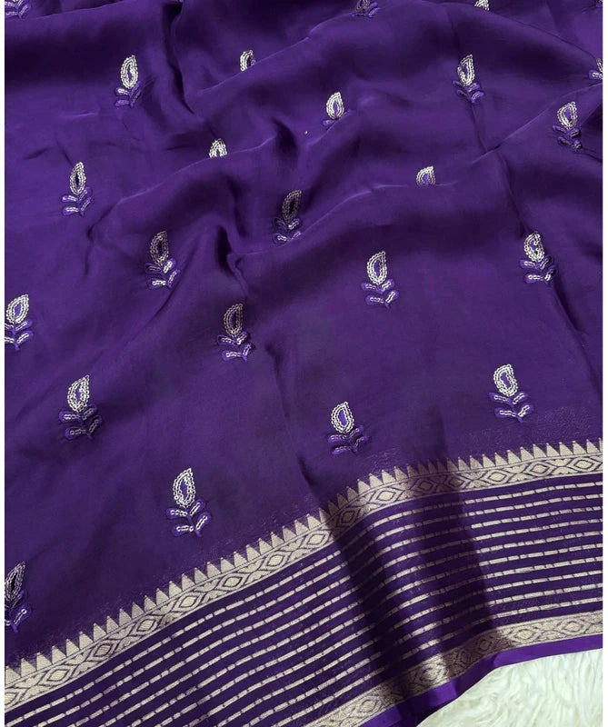 Premium crepe silk saree with blouse material