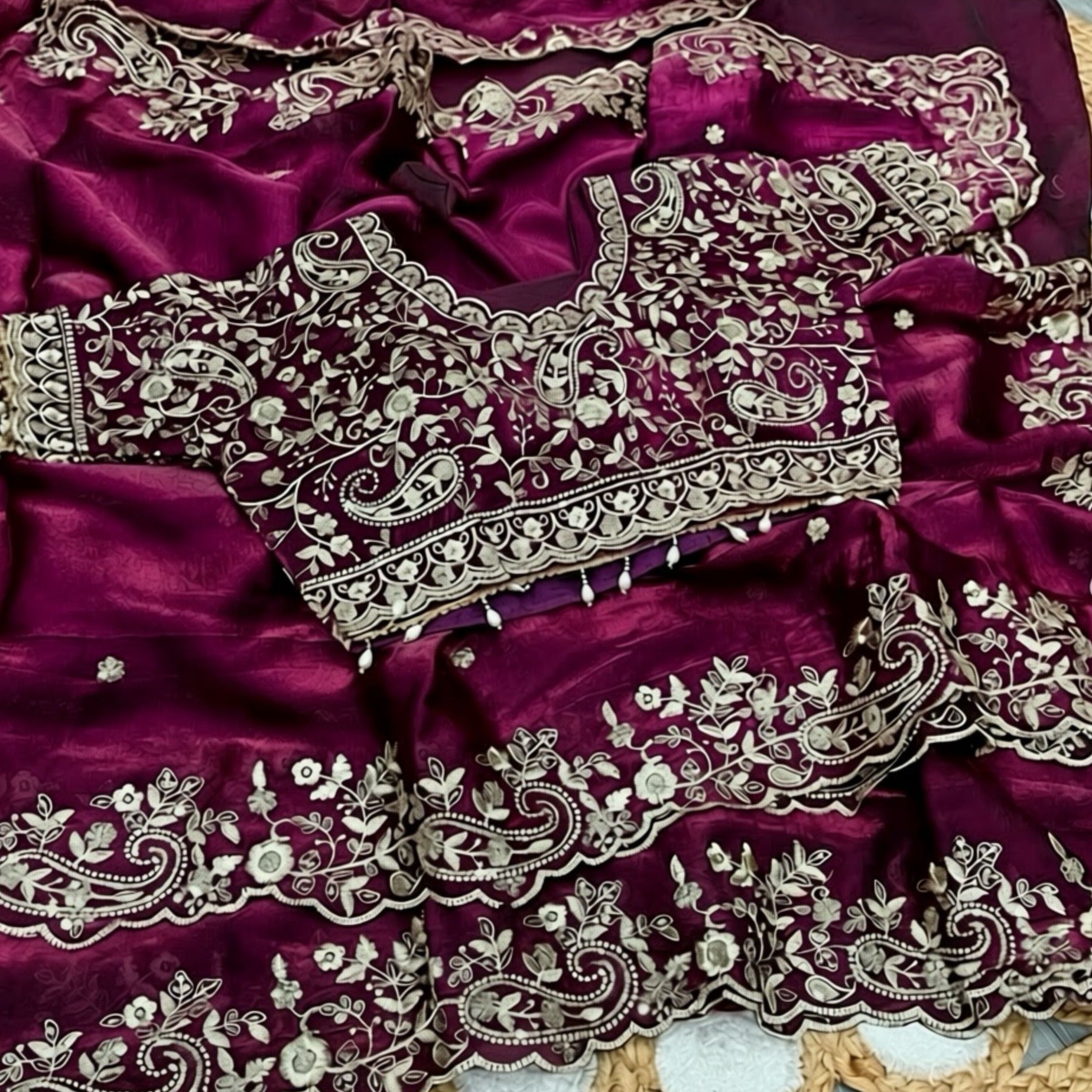 Maroon Designer Saree