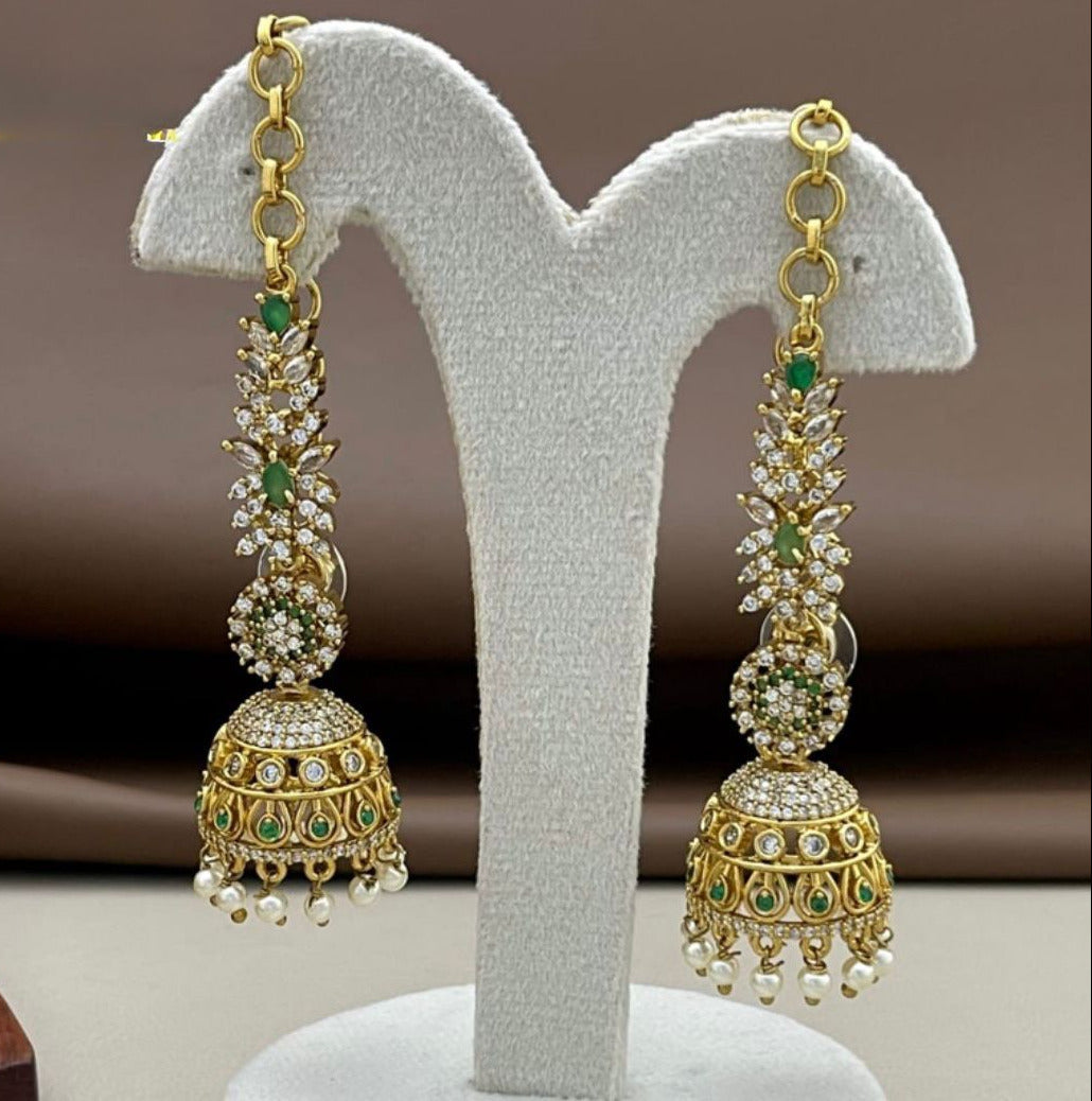 Green Premium Quality  jhumkha with earchain