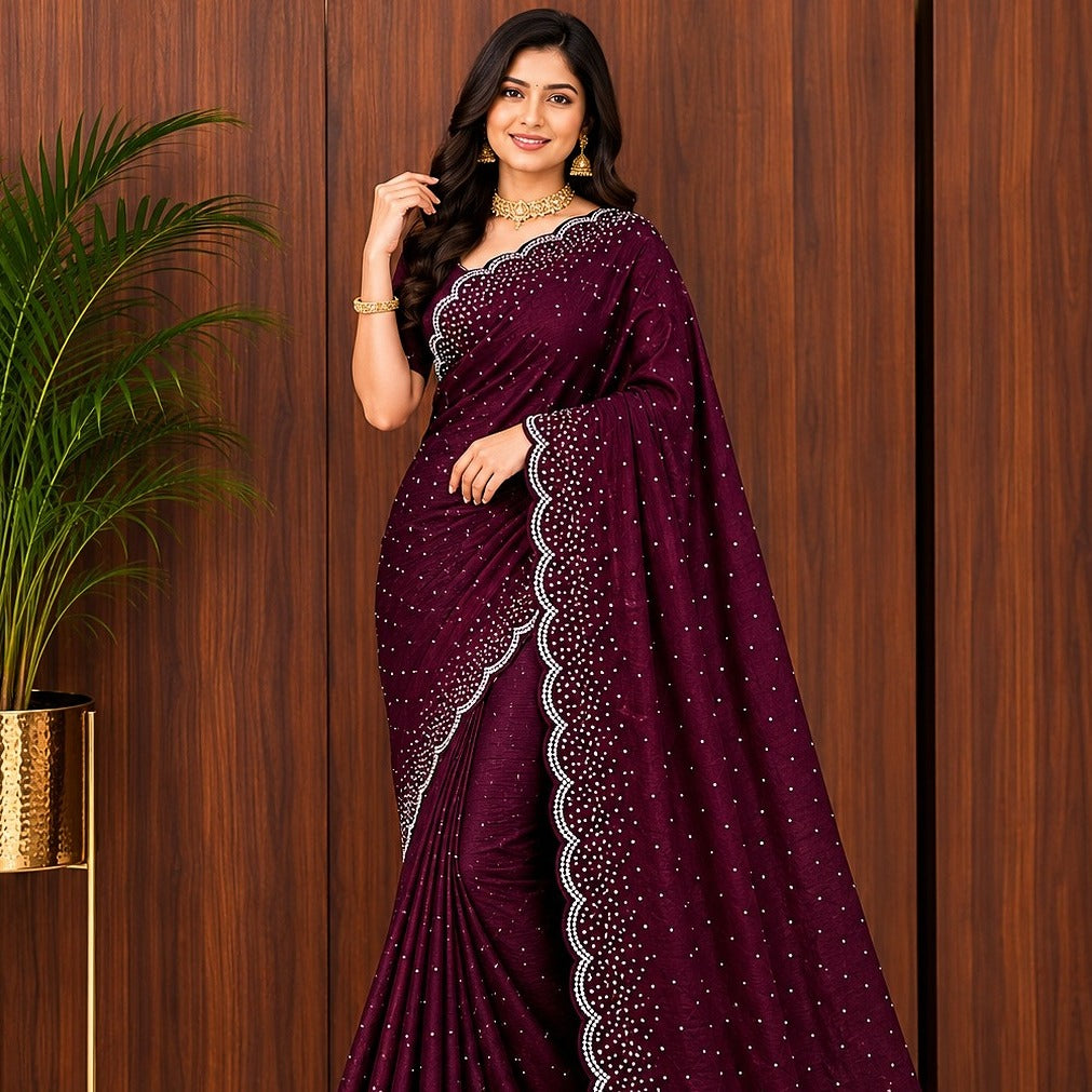 Spacesilk saree plum colour