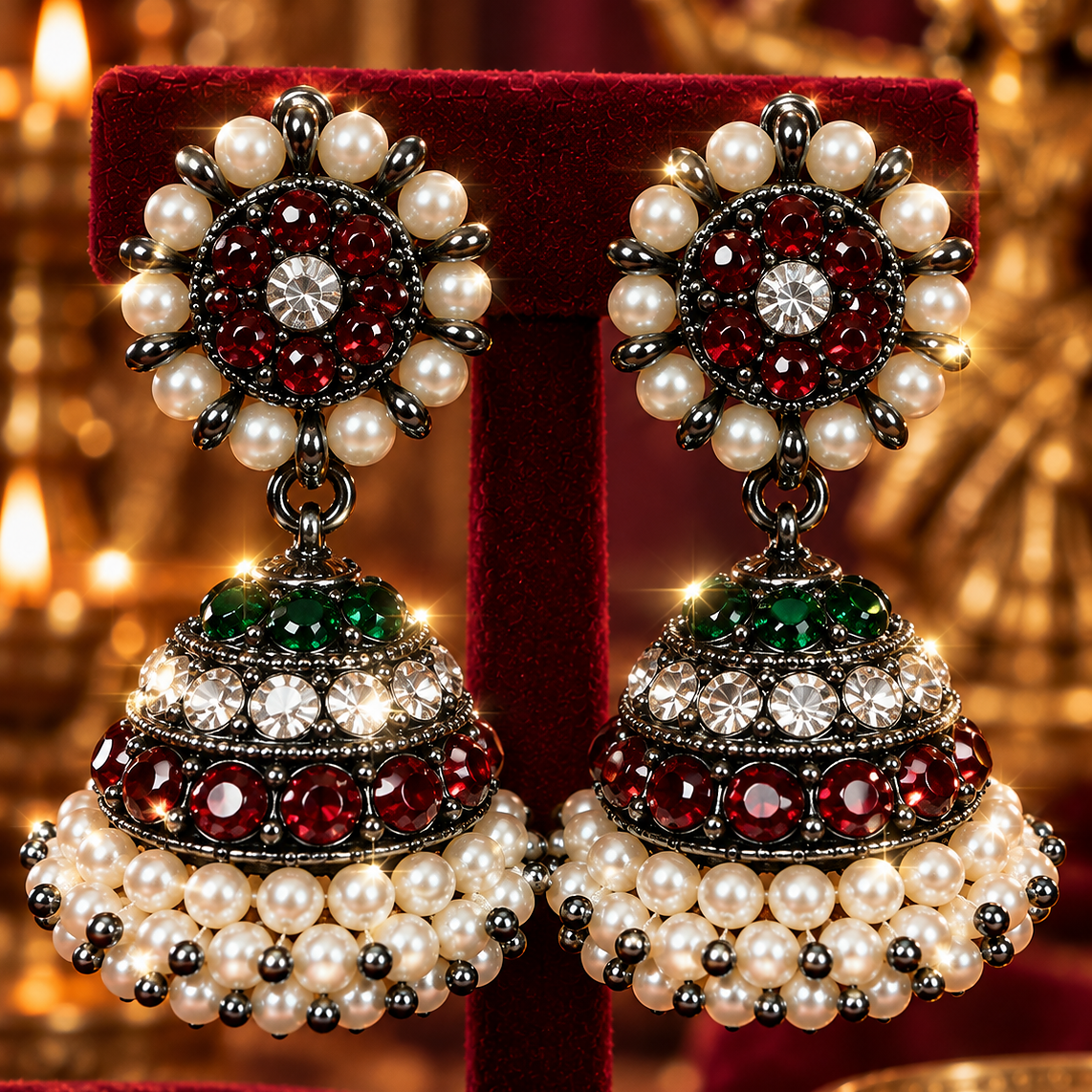 Traditional silver jhumka