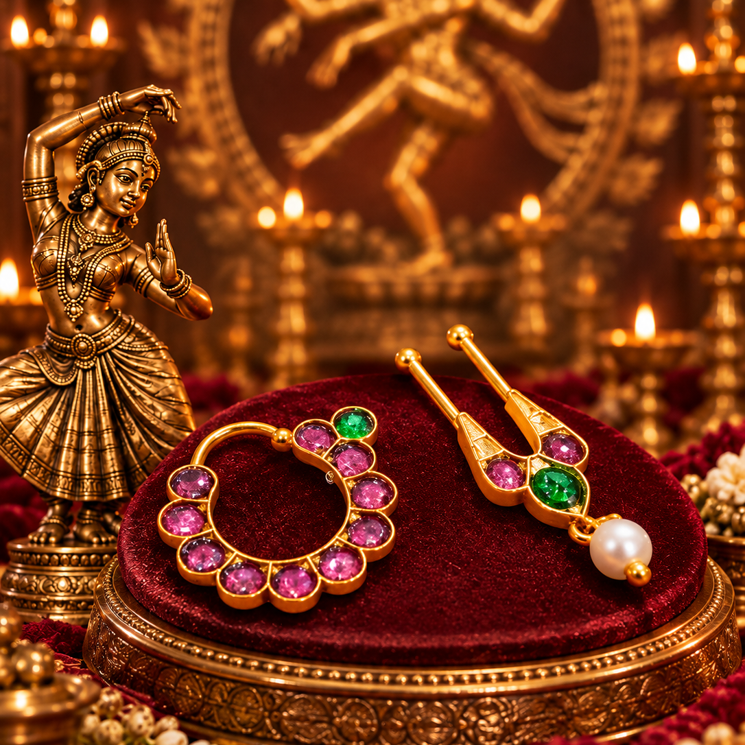 Classical dance nose pin kemp stone