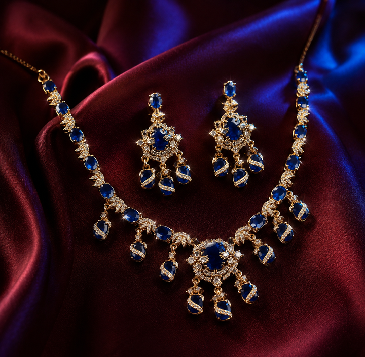 Royal blue AD necklace set