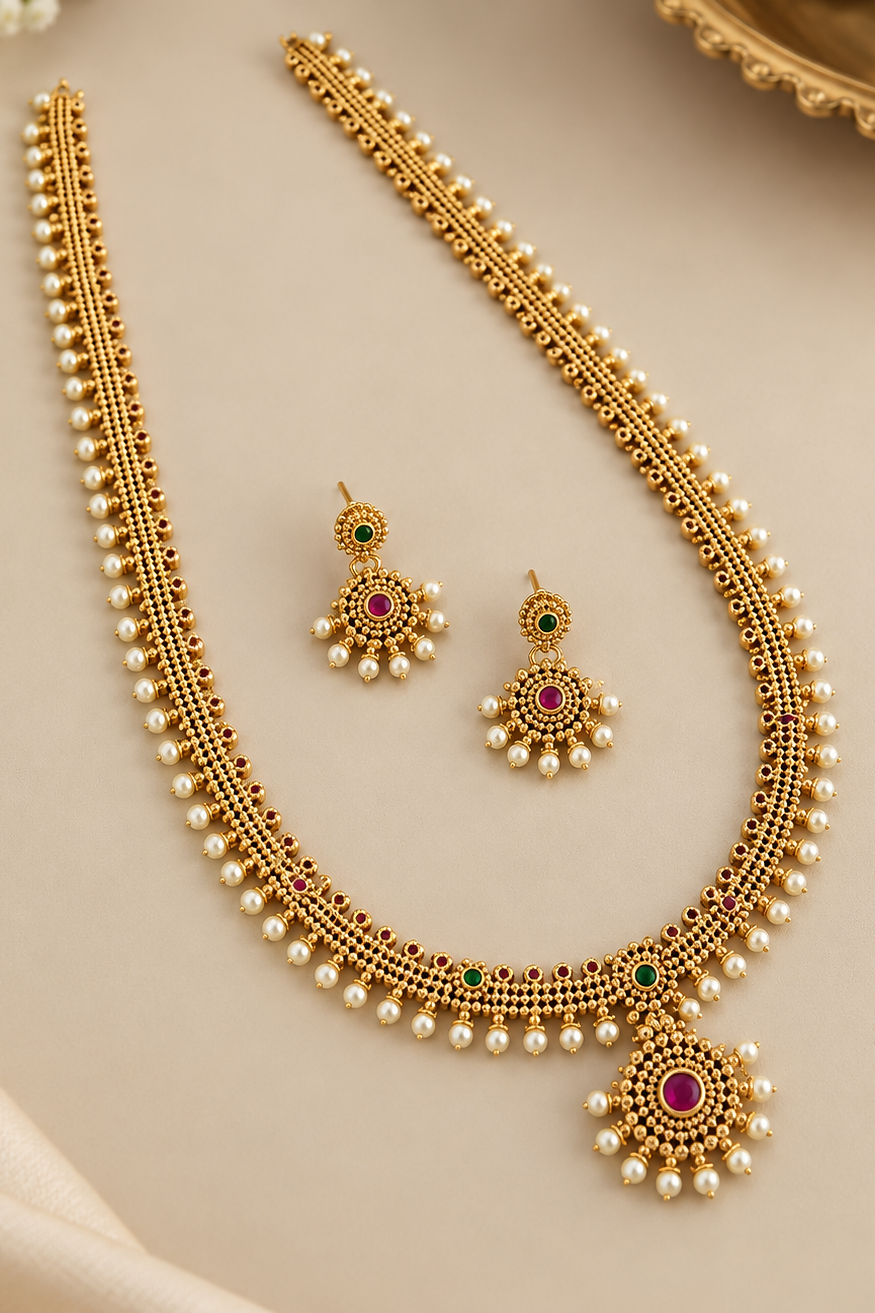 Pearl design long haram/necklace