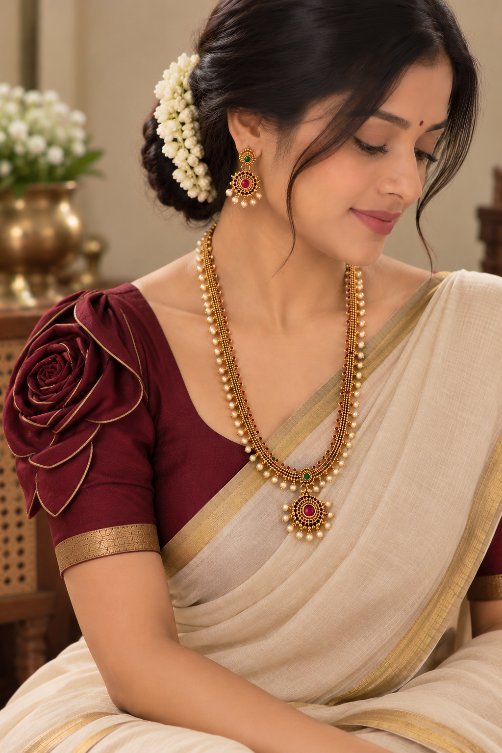Pearl design long haram/necklace