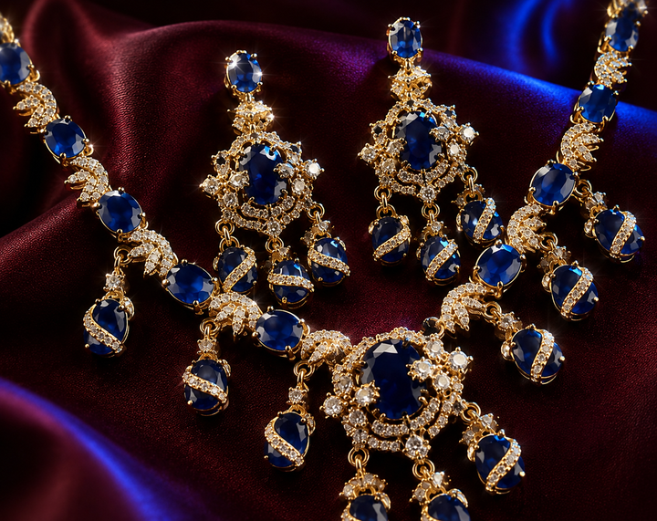 Royal blue AD necklace set