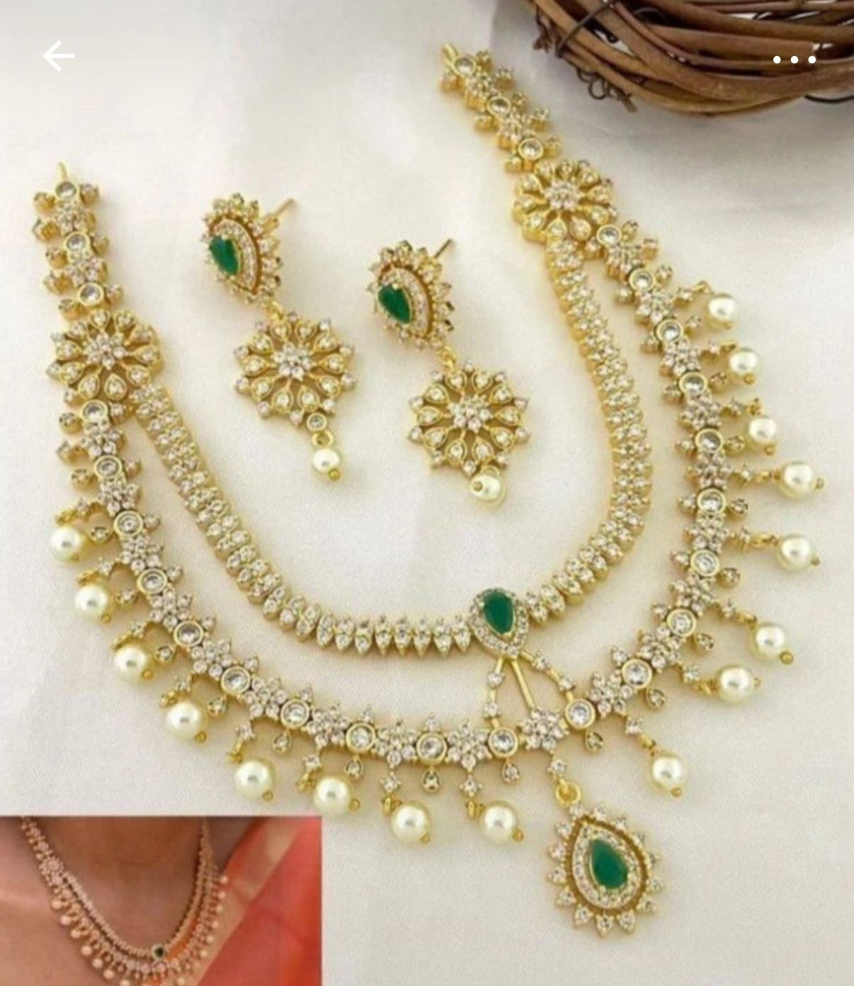 Green And White Stone Combo Set