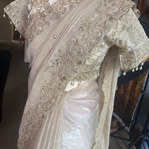 Embroidery saree with readymade blouse