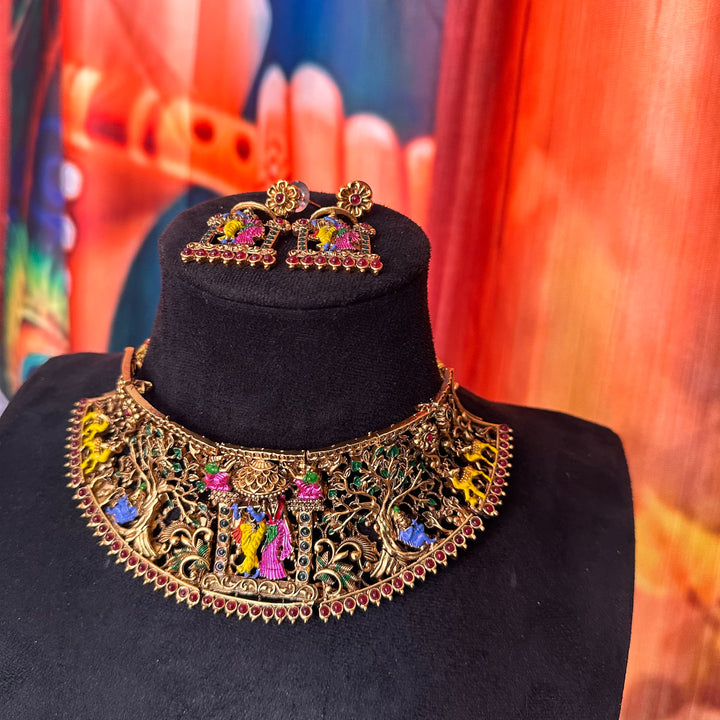 Radha krishna heavy necklace