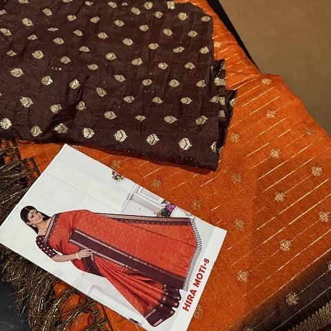 Rustic orange Dora soft silk saree
