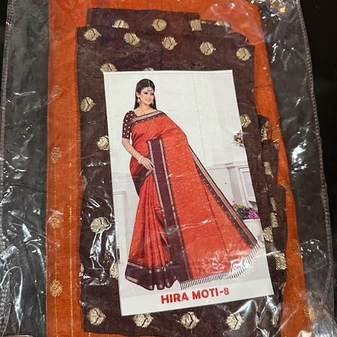 Rustic orange Dora soft silk saree