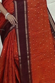 Rustic orange Dora soft silk saree