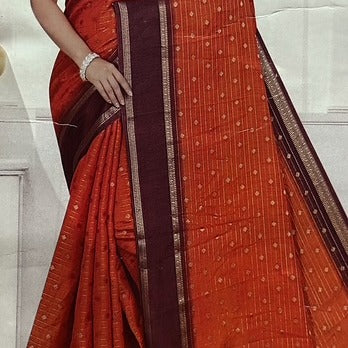 Rustic orange Dora soft silk saree