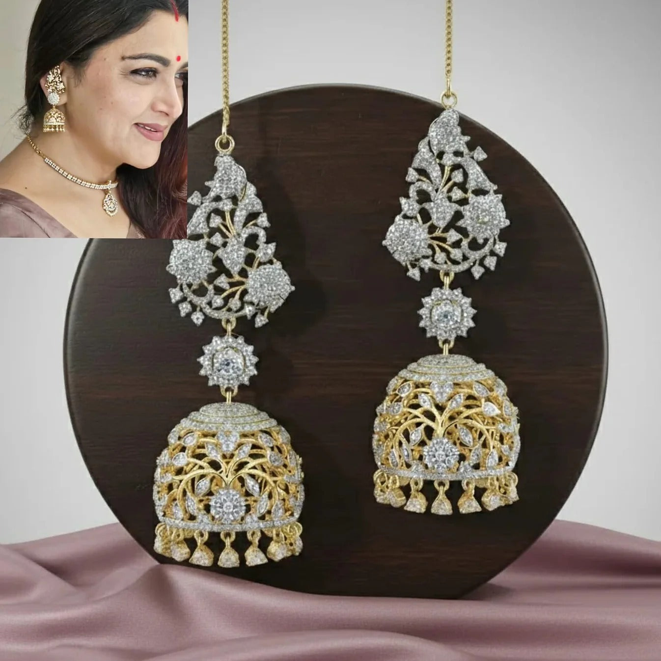 Kushboo CZ Stone Jhumkas