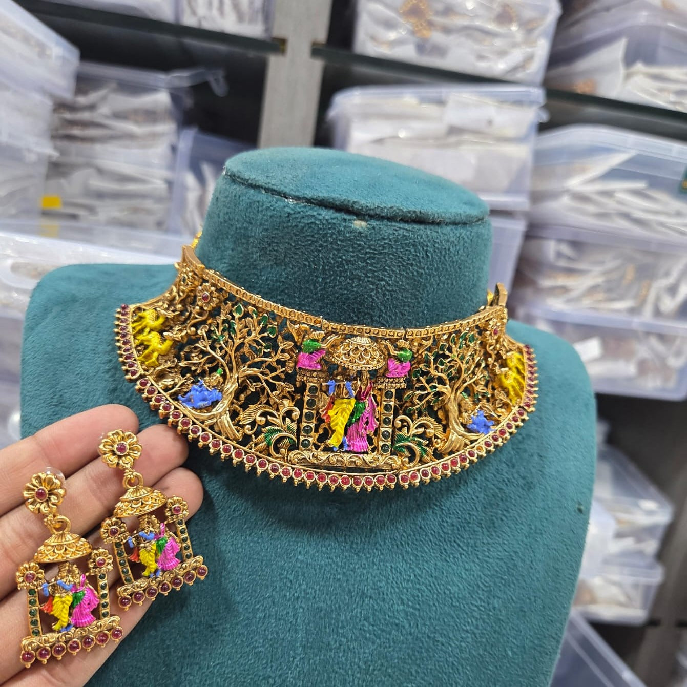 Radha krishna heavy necklace