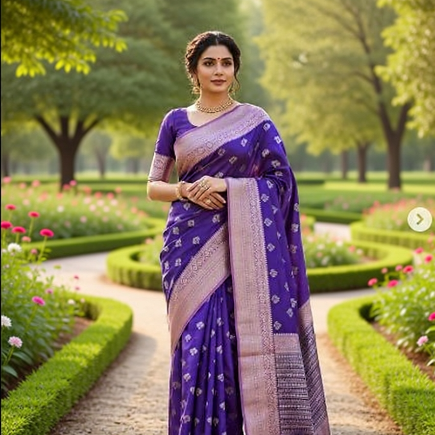 Semi banarasi soft silk saree