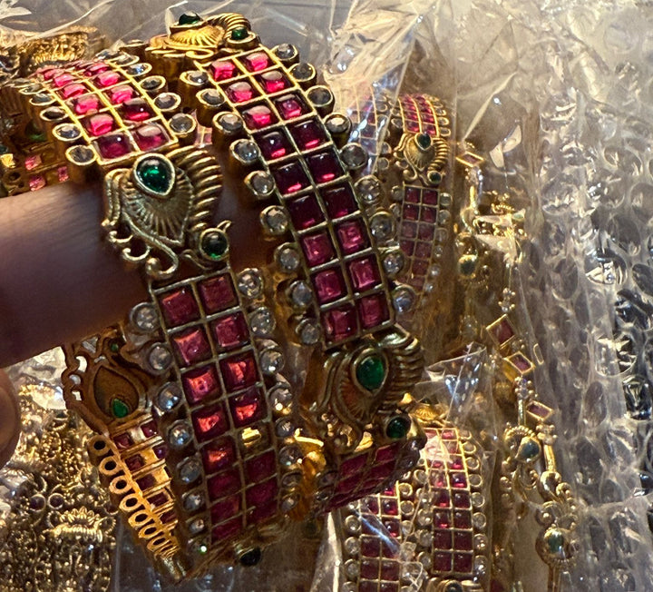 Red Stone Bangles